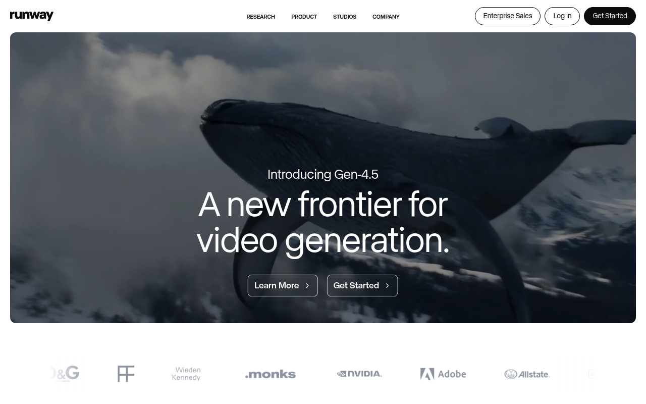 Screenshot of Runway Gen-3 - Advanced AI video generation platform featuring Gen-3 Alpha model for creating high-fidelity videos 
